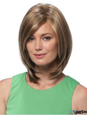 Straight Shoulder Length Blonde 12 inch Lace Front Hairstyles Bob Wigs