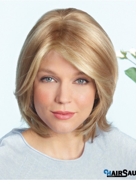 Layered Blonde Straight Shoulder Length 14 inch Ideal Medium Wigs