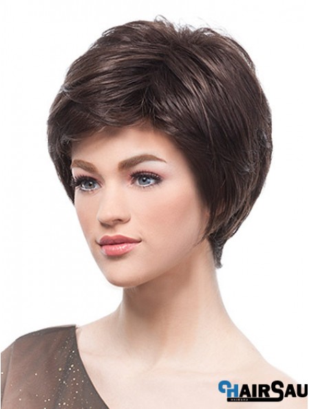 Flexibility Brown Short Straight Boycuts Lace Front Wigs