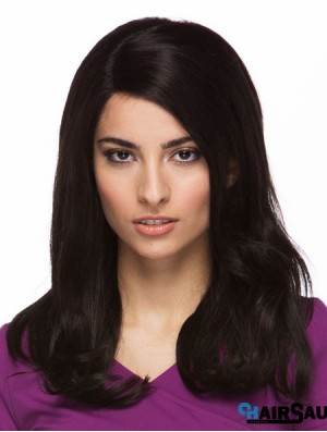 Black 14 inch Cheapest Long Straight Without Bangs Lace Wigs