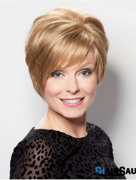 Blonde 8 inch Incredible Short Straight Bobs Lace Wigs