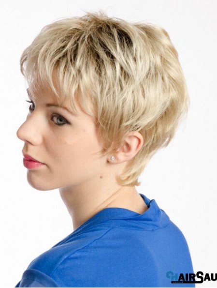 Blonde 8 inch Amazing Short Wavy Boycuts Lace Wigs