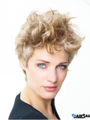 Curly Boycuts Short Blonde Trendy Lace Front Wigs