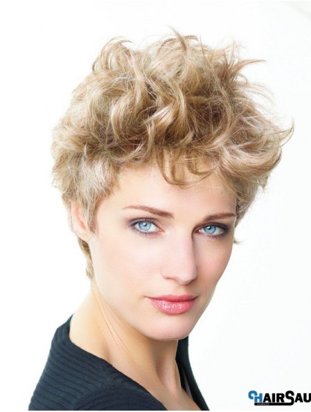 Curly Boycuts Short Blonde Trendy Lace Front Wigs