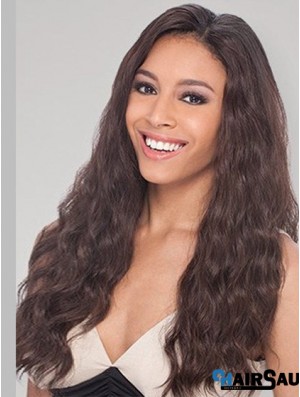 Brown Long Perfect Wavy Without Bangs Lace Wigs