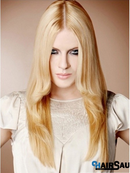 22 inch Straight Blonde 100% Hand Tied Synthetic Mono Cap Wigs