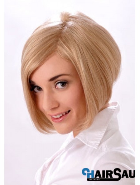 Chin Length Straight Monofilament Blonde Style Bob Wigs