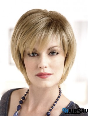 8 inch Sleek Blonde Bobs Monofilament Wigs