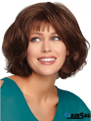 Amazing Auburn Chin Length Wavy Bobs Monofilament Wigs