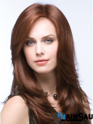 Affordable Monofilament Wigs UK Straight Style Layered Cut Auburn Color