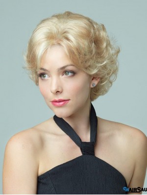 11 inch Comfortable Curly Layered Blonde Short Wigs