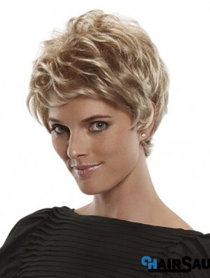 Short Straight Boycuts Blonde Flexibility 100% Hand-tied Wigs