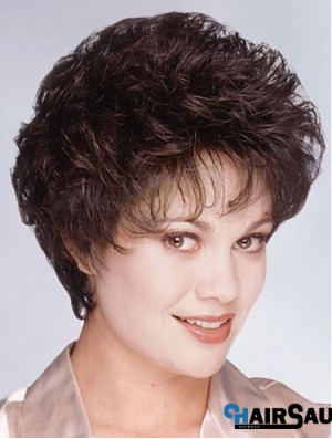 Layered Short Wavy Brown 8 inch Fashionable Monofilament Wigs