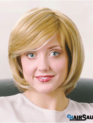 Bobs Chin Length Straight Blonde 12 inch Good Monofilament Wigs