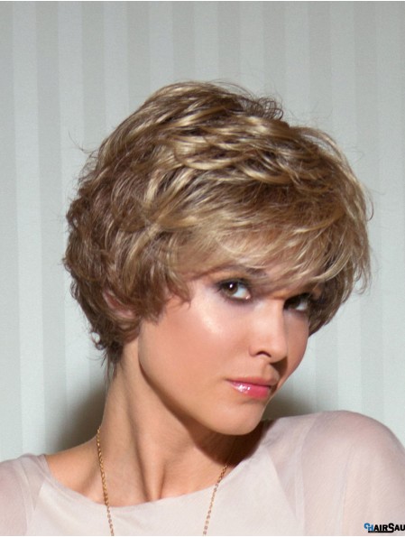 Short Wavy Layered Blonde Modern 100% Hand-tied Wigs