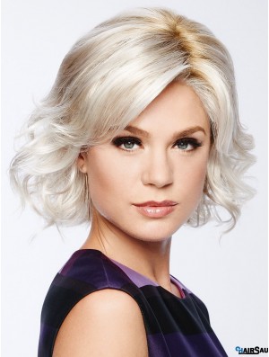 10 inch Chin Length Capless White Layered Bob Wig