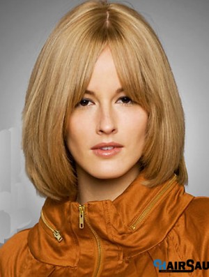 Wig Bob Style Chin Length Blonde Color Straight Style