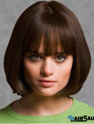 Wigs Bob UK With Synthetic Capless Brown Color Chin Length