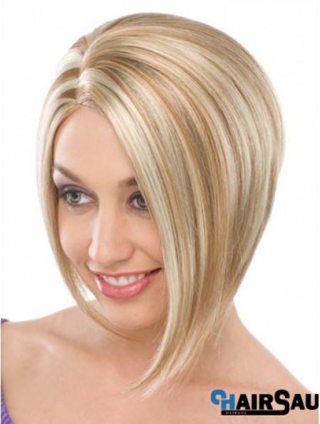 Capless Chin Length Straight Blonde Fashionable Bob Wigs