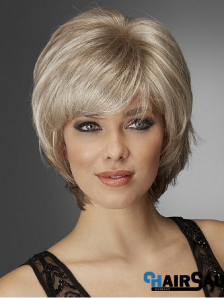 Wavy Chin Length Blonde 10 inch Monofilament Exquisite Bob Wigs