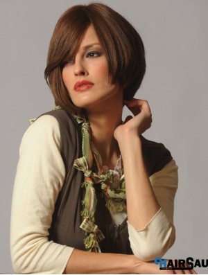 Straight Chin Length Brown 10 inch Capless Flexibility Bob Wigs