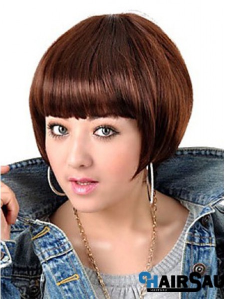 Capless Short Straight Auburn Popular Bob Wigs