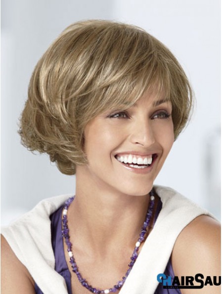 Capless Short Wavy Blonde Great Bob Wigs