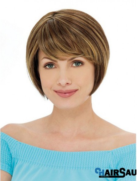 Capless Short Straight Auburn Ideal Bob Wigs