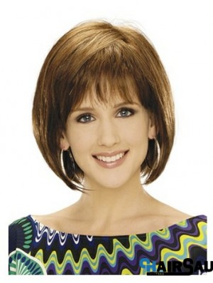 Capless Chin Length Straight Blonde Natural Bob Wigs