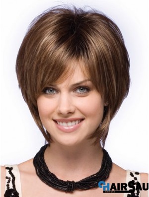 Capless Short Straight Brown Perfect Bob Wigs