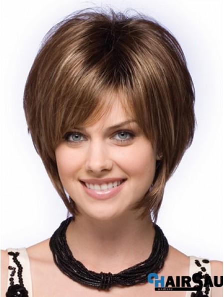 Capless Short Straight Brown Perfect Bob Wigs