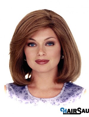 Straight Shoulder Length Auburn 12 inch 100% Hand-tied Ideal Bob Wigs