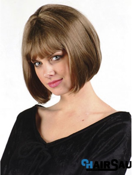 Capless Chin Length Straight Brown Cheap Bob Wigs