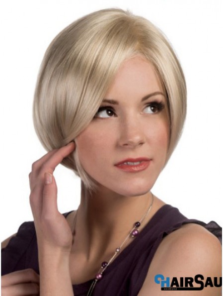 Capless Chin Length Straight Blonde Convenient Bob Wigs