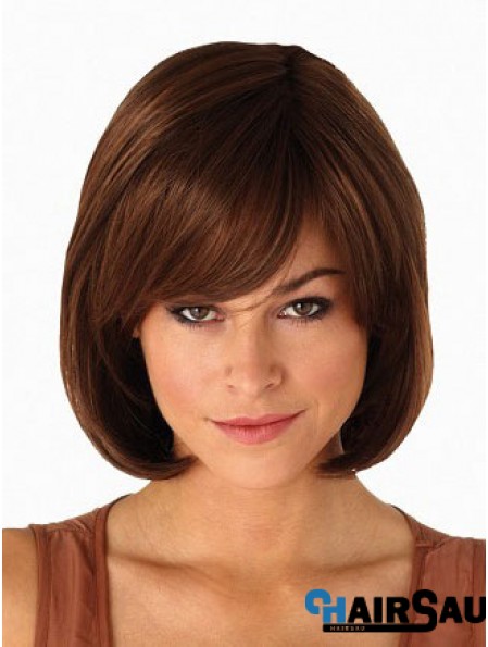 Capless Chin Length Straight Auburn Modern Bob Wigs