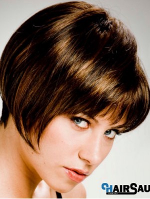 Straight Chin Length Brown 10 inch Capless Stylish Bob Wigs