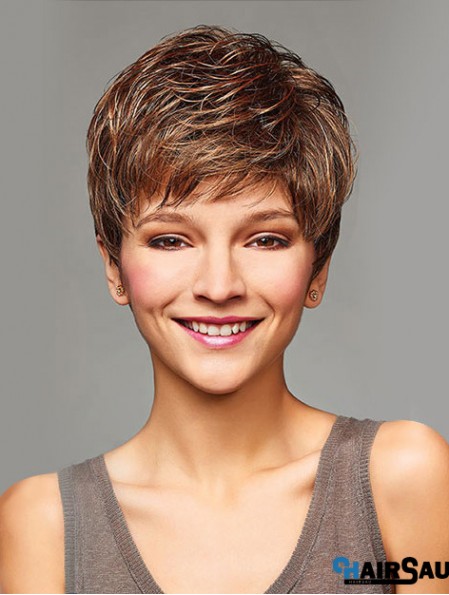 Short Curly Wigs With Capless Synthetic Blonde Color Cropped Length