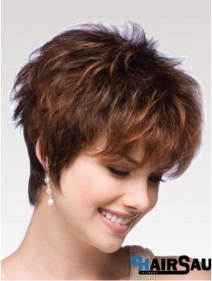 Auburn Wig Boycuts Auburn Color Short Length Wavy Style