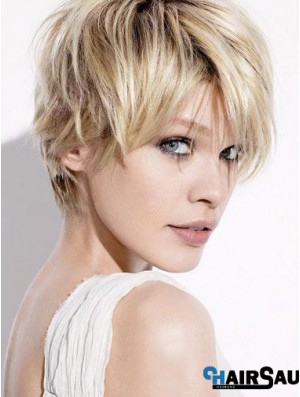 Short Blonde Wigs With Capless Straight Style Boycuts