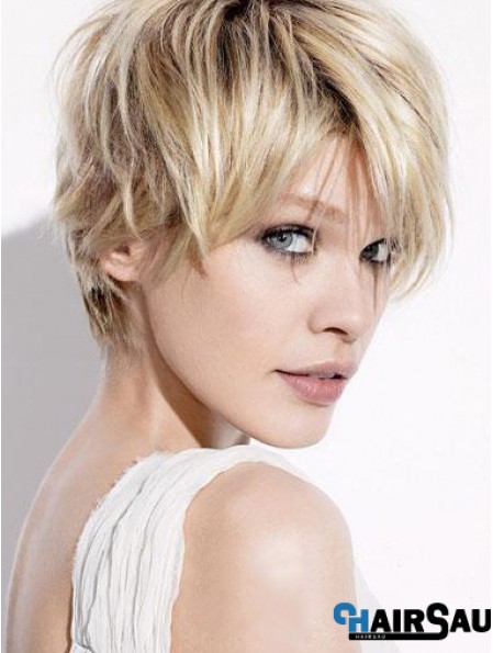 Short Blonde Wigs With Capless Straight Style Boycuts