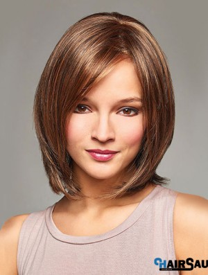 Blond Bob Wigs With Monofilament Straight Style Chin Length