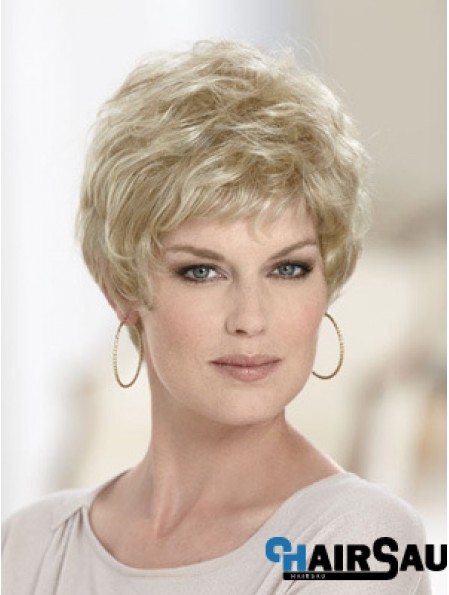 Boycuts Wavy Blonde Capless Discount Short Wigs