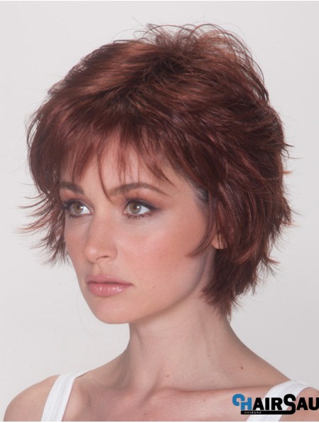 Best Wigs With Synthetic Capless Auburn Color Straight Style