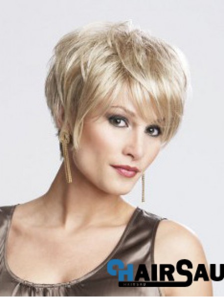 8 inch Sassy Straight Layered Blonde Short Wigs