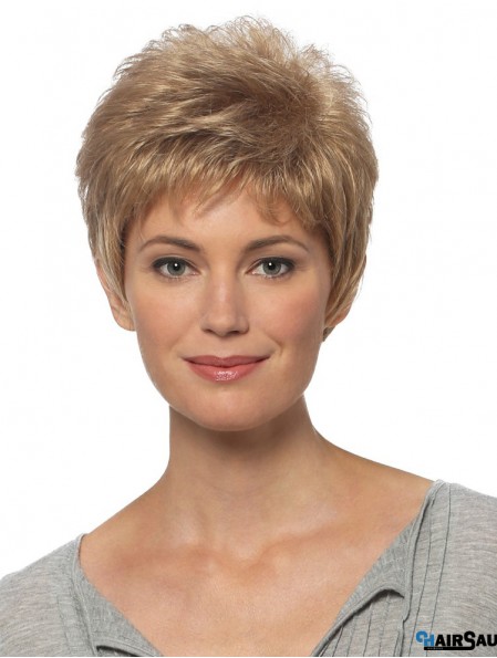 Short Hair Wigs Blonde Color Cropped Length Straight Style