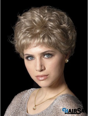 Hair Wigs With Synthetic Capless Wavy Style Cropped Length Boycuts