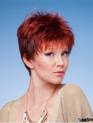 4 inch New Straight Boycuts Red Short Wigs