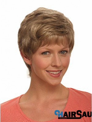 Boycuts Wavy Brown Capless Incredible Short Wigs