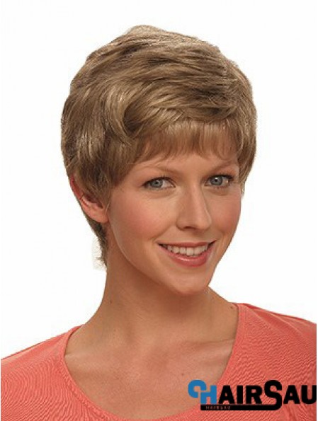 Boycuts Wavy Brown Capless Incredible Short Wigs