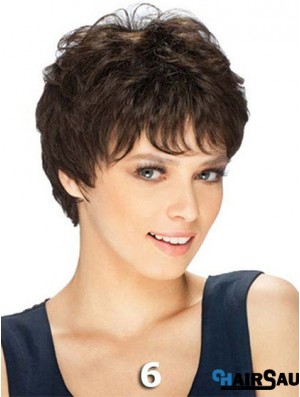 Boycuts Straight Brown Capless Durable Short Wigs